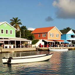 Caribbean Holidays, Cheap April Holidays, Colourful waterfront in Marigot, Saint Martin, with small boats, market stalls and visitors enjoying a sunny April morning
