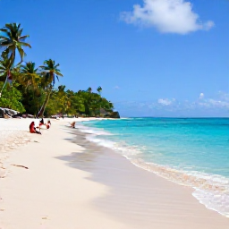 Caribbean Holidays, Cheap April Holidays, Grand Anse Beach in Grenada on a sunny April morning, clear turquoise water, soft white sand and a few relaxed holidaymakers