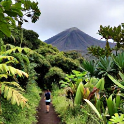 Caribbean Holidays, Cheap April Holidays, Green rainforest trail near Mount Pel&eacute;e in Martinique, lush foliage, volcanic landscape and a hiker on a path