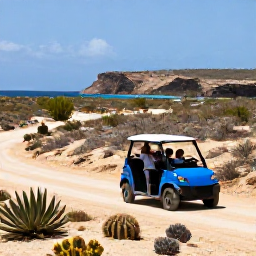Caribbean Holidays, Cheap Aruba Holidays, Aruba holidaymakers exploring the island by affordable rental car, passing desert landscape, cacti and rugged coastline