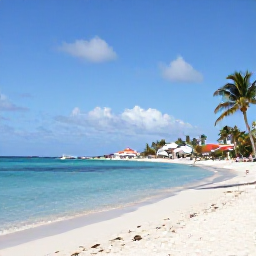 Caribbean Holidays, Cheap Aruba Holidays, Bright Caribbean beach in Aruba with calm turquoise water, white sand, palm trees and a relaxed budget holiday atmosphere