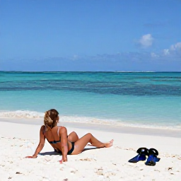 Caribbean Holidays, Cheap Aruba Holidays, Visitors relaxing on Aruba's white sandy beach in April, with snorkelling equipment, clear sea and gentle trade winds