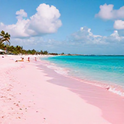 Caribbean Holidays, Cheap August Bermuda, Sunny pink-sand beach in Bermuda with turquoise water, relaxed visitors and soft summer light