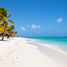 Caribbean Holidays, Cheap August Cura&ccedil;ao, White sandy beach at Cas Abao in Cura&ccedil;ao with turquoise water, palm trees, snorkellers and a calm tropical setting