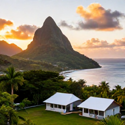 Caribbean Holidays, Cheap August Holidays, A comfortable small hotel overlooking Dominica&rsquo;s green hills and Caribbean coastline at sunset