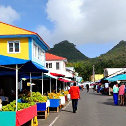 Caribbean Holidays, Cheap August Holidays, A friendly local market and waterfront street in Kingstown, Saint Vincent, with colourful buildings, tropical fruit and Caribbean life