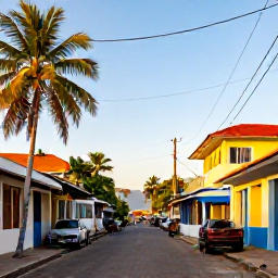 Caribbean Holidays, Cheap August Holidays, Colourful Port of Spain street scene in Trinidad during August, with local shops, palm trees and warm Caribbean light