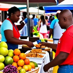 Caribbean Holidays, Cheap August Holidays, Friendly outdoor market in Trinidad with Caribbean street food, fresh fruit, handmade crafts and local shoppers
