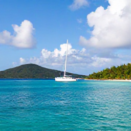 Caribbean Holidays, Cheap August Holidays, Small island-hopping boat travelling between the British Virgin Islands under a sunny August sky