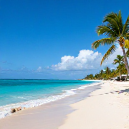 Caribbean Holidays, Cheap August Holidays, Sunny Caribbean beach in August with turquoise water, palm trees and a relaxed holiday atmosphere