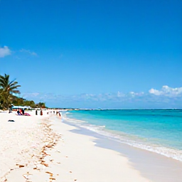 Caribbean Holidays, Cheap Bahamas February, Sunny Nassau beach in The Bahamas during February, with clear turquoise water, white sand and a few relaxed holidaymakers
