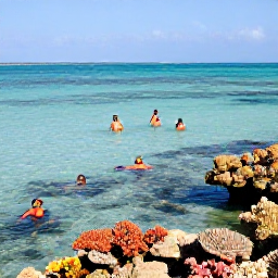 Caribbean Holidays, Cheap Bahamas February, Travellers swimming and snorkelling in clear shallow water beside a colourful coral reef in The Bahamas