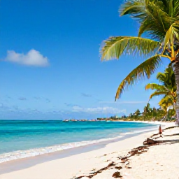 Caribbean Holidays, Cheap Bahamas Holidays, A sunny Nassau beach in August with turquoise water, palm trees and a relaxed Caribbean atmosphere