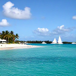 Caribbean Holidays, Cheap Bahamas Holidays, Bright April morning over Nassau harbour in The Bahamas, turquoise water, white sand and palm trees