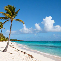 Caribbean Holidays, Cheap Bahamas Holidays, Turquoise sea, white sand beach and palm trees in Nassau, The Bahamas, bright May sunshine