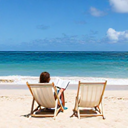Caribbean Holidays, Cheap Barbados May, Traveller enjoying a quiet Barbados beach with a book and sun lounger, bright May sunshine and calm Caribbean water