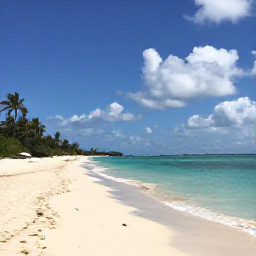 Caribbean Holidays, Cheap Barbados November, Sunny Barbados beach in November with calm turquoise water, soft white sand, palm trees and a few light clouds
