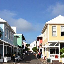 Caribbean Holidays, Cheap Bermuda December, Colourful pastel buildings and narrow streets in Hamilton, Bermuda, with visitors exploring shops and caf&eacute;s