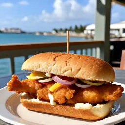 Caribbean Holidays, Cheap Bermuda February, Traditional Bermuda fish sandwich and local dishes served at a casual waterfront restaurant with harbour views
