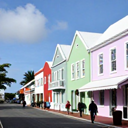 Caribbean Holidays, Cheap Bermuda May, Visitors exploring pastel-coloured buildings and historic streets in Hamilton, Bermuda, on a bright May morning