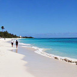 Caribbean Holidays, Cheap Bermuda November, A quiet pink-sand beach in Bermuda during November, with calm turquoise sea and a couple walking along the shore