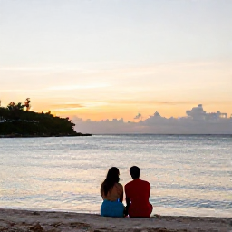 Caribbean Holidays, Cheap Bermuda October, Couple enjoying a calm Bermuda evening beside the sea, with soft sunset light and island scenery
