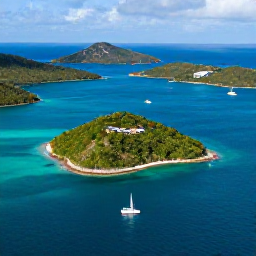 Caribbean Holidays, Cheap British Virgin Islands, Aerial view of the British Virgin Islands with turquoise water, green islands and small sailing boats