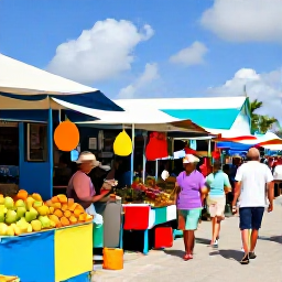 Caribbean Holidays, Cheap British Virgin Islands, Friendly local market in Road Town, Tortola, with colourful stalls, fresh fruit and relaxed shoppers