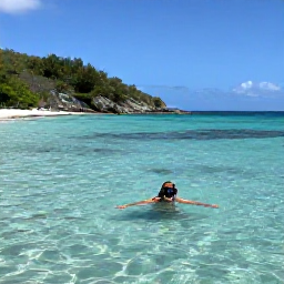 Caribbean Holidays, Cheap British Virgin Islands, Snorkeller exploring clear shallow water beside a quiet Caribbean beach in the British Virgin Islands