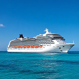 Caribbean Holidays, Cheap Caribbean Cruises, A modern cruise ship sailing through clear turquoise Caribbean water beneath a sunny blue sky