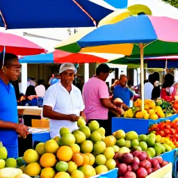 Caribbean Holidays, Cheap Cayman February, Colourful local market in George Town, Grand Cayman, with fresh fruit, island produce and friendly shoppers