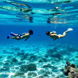 Caribbean Holidays, Cheap Cayman Holidays, A couple snorkelling in calm, crystal-clear water near Grand Cayman, with colourful fish and coral visible below
