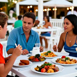 Caribbean Holidays, Cheap Cayman Holidays, Casual outdoor dining in Grand Cayman with fresh local seafood, colourful Caribbean dishes and a friendly evening atmosphere