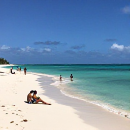 Caribbean Holidays, Cheap Cayman Holidays, Relaxed holidaymakers enjoying a quiet stretch of white sand and calm turquoise sea on Grand Cayman