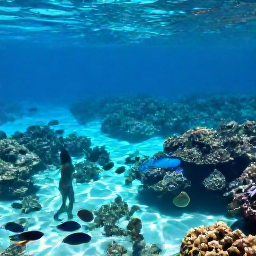 Caribbean Holidays, Cheap Cayman Holidays, Snorkellers exploring a shallow coral reef beside colourful fish in the clear waters of Grand Cayman