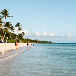 Caribbean Holidays, Cheap Cayman Holidays, Travellers enjoying a calm morning on Seven Mile Beach, Grand Cayman, with palm trees and clear shallow water