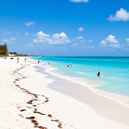Caribbean Holidays, Cheap Cuba April, Sunny Varadero beach in Cuba during April, with turquoise sea, white sand and a few relaxed holidaymakers