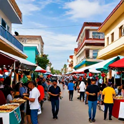 Caribbean Holidays, Cheap Cuba December, Cuban Christmas market and festive street scene with local music, decorations and traditional food
