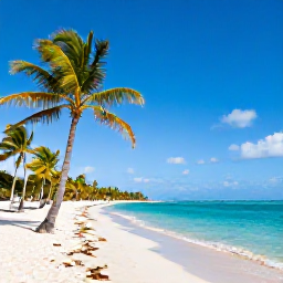 Caribbean Holidays, Cheap Cuba December, Sunny Cuban beach in December with turquoise Caribbean water, white sand and palm trees