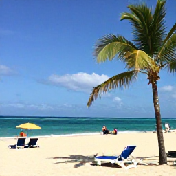 Caribbean Holidays, Cheap Cuba February, Relaxed Cuban beach resort in Varadero during February, with golden sand, clear blue sea, sun loungers and palm trees