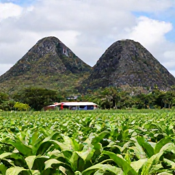 Caribbean Holidays, Cheap Cuba Holidays, Cuban countryside with green tobacco fields, limestone hills and a small rural road near Vi&ntilde;ales