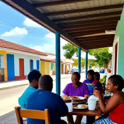Caribbean Holidays, Cheap Cuba Holidays, Friendly Cuban family serving colourful home-cooked food on a small restaurant terrace in a charming colonial town