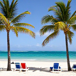 Caribbean Holidays, Cheap Cuba Holidays, Relaxed white-sand beach with turquoise water, palm trees and sun loungers in Varadero, Cuba