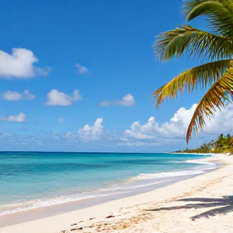 Caribbean Holidays, Cheap Cuba Holidays, Sunny Cuban beach in June with turquoise water, palm trees and a relaxed holiday atmosphere