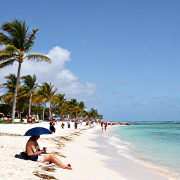 Caribbean Holidays, Cheap Cuba Holidays, Sunny Varadero beach with calm turquoise water, palm trees and relaxed holidaymakers enjoying an affordable Cuban seaside escape