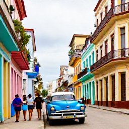 Caribbean Holidays, Cheap Cuba Holidays, Travellers walking through Havana's historic streets beside colourful buildings and vintage cars