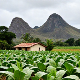 Caribbean Holidays, Cheap Cuba January, Cuban countryside near Vi&ntilde;ales with green tobacco fields, limestone hills and a small farmhouse