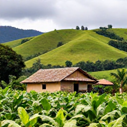 Caribbean Holidays, Cheap Cuba January, Scenic Cuban countryside with green hills, tobacco fields and a traditional farmhouse near Vi&ntilde;ales