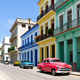 Caribbean Holidays, Cheap Cuba October, Classic colourful cars and colonial buildings along a sunny Havana street in October