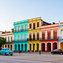 Caribbean Holidays, Cheap Cuba October, Historic Havana square with pastel colonial buildings, vintage cars and people enjoying an October afternoon